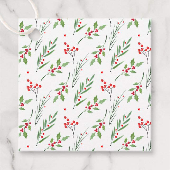 Christmas Mixed Botanical Pattern Favour Tags (Front)