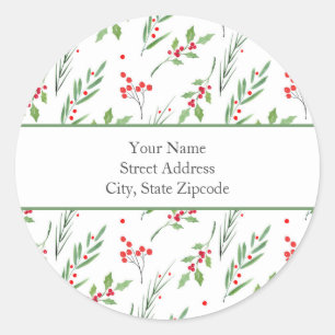 'Christmas Mixed Botanical Pattern' Labels