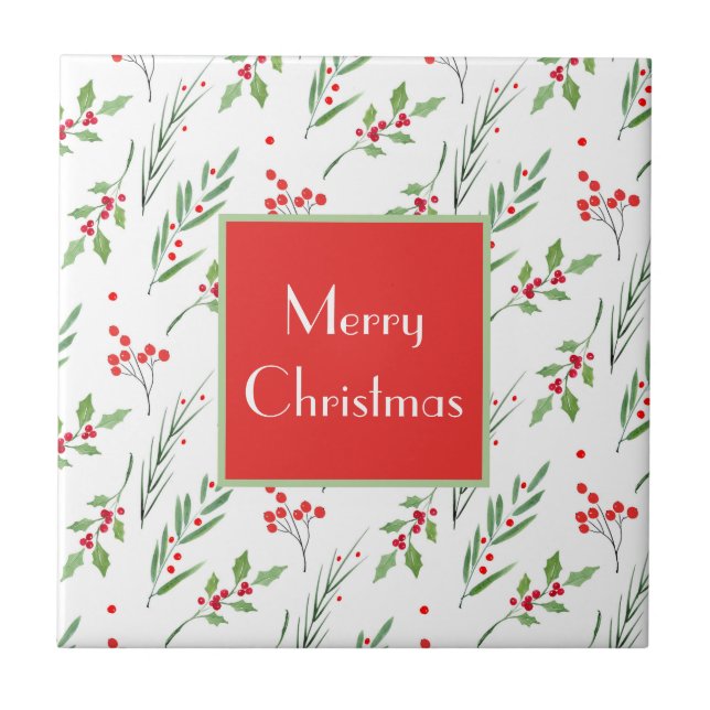 Christmas Mixed Botanical Pattern  Tile (Front)