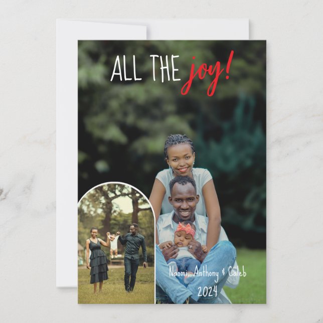 Christmas Modern All the Joy Photo Personalised  Card (Front)