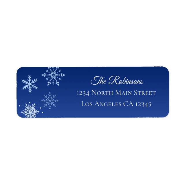 Christmas Modern Blue Snowflake Address (Front)