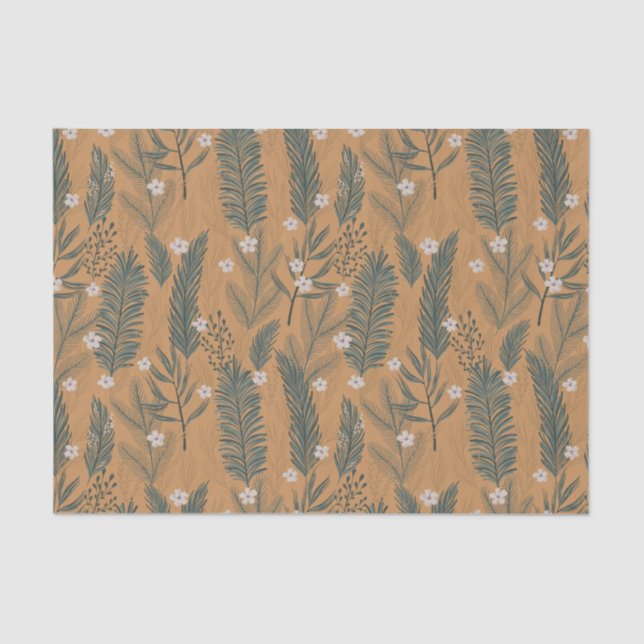 Christmas Modern Boho Botanical Greenery  Tissue Paper (Front)