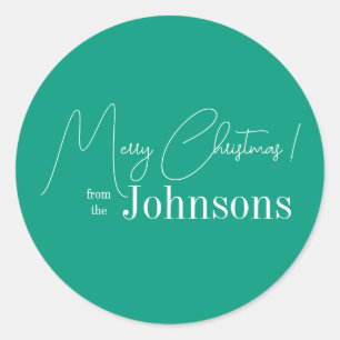 Christmas Modern Bright Green Family Classic Round Sticker