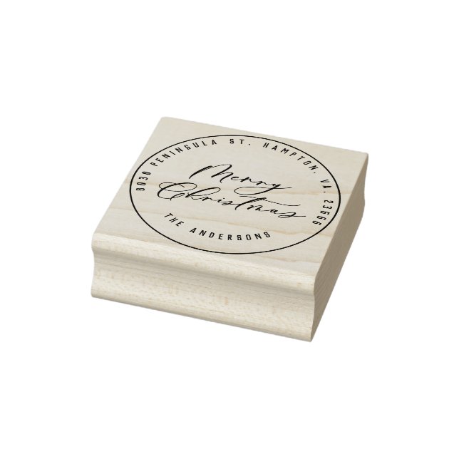 Christmas modern elegant minimal script unique rubber stamp (Stamp)