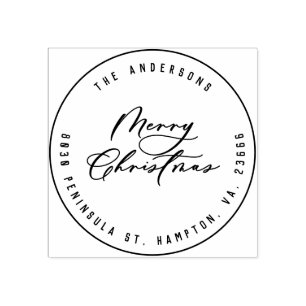 Christmas modern elegant minimal script unique rubber stamp