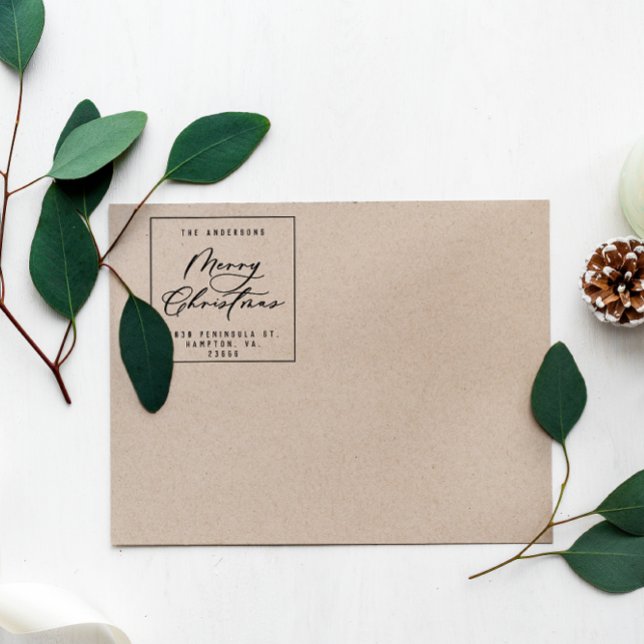 Christmas modern elegant minimal script unique rubber stamp (Creator Uploaded)