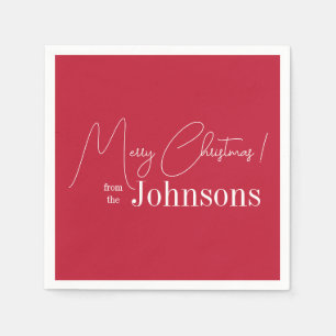 Christmas Modern Family Red Merry Christmas Party Napkin