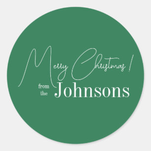 Christmas Modern Green Family Classic Round Sticker