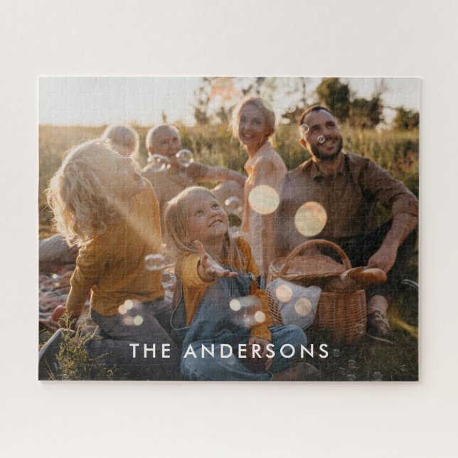 Christmas modern minimal photo collage gift unique jigsaw puzzle (Horizontal)