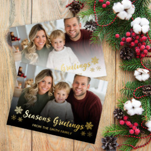 Christmas modern minimal photo Foil Invitation