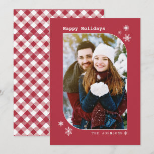 Christmas Modern Minimalist Burgundy Photo Card