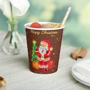 Christmas Modern Neon Holiday Collection Paper Cups