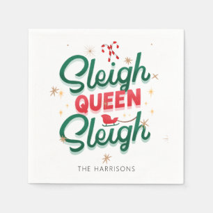Christmas Modern Novelty Sleigh Queen Sleigh Quote Napkin