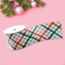 Christmas Modern Plaid Pink Green Red