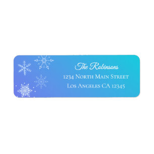 Christmas Modern Purple Blue Snowflake Address