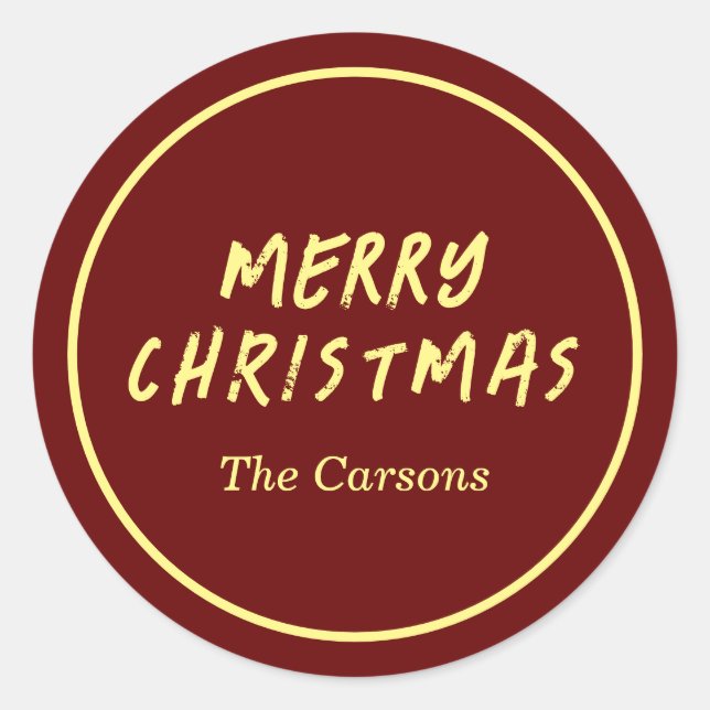  Christmas Modern Red and Yellow Holidays Classic Round Sticker (Front)