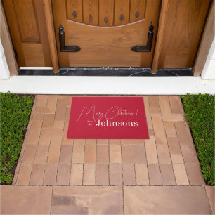 Christmas Modern Red Family Doormat