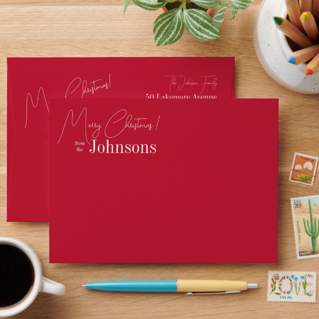 Christmas Modern Red Family Envelope (Desk)
