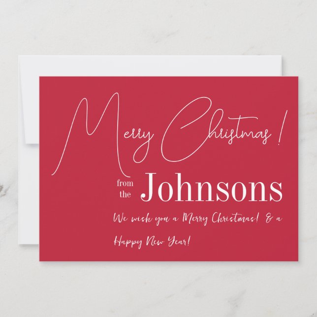 Christmas Modern Red Family Holiday Card (Front)