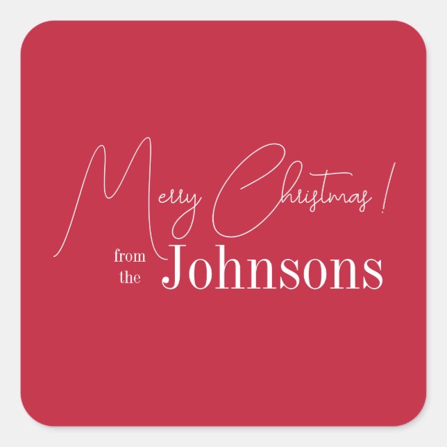 Christmas Modern Red Square Sticker (Front)