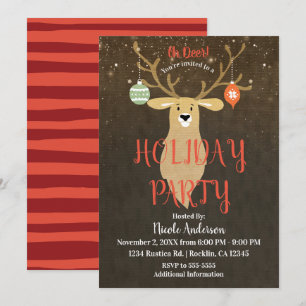 Christmas Modern Rustic Winter Deer Holiday Party Invitation