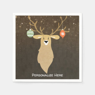 Christmas Modern Rustic Winter Deer Holiday Party Napkin