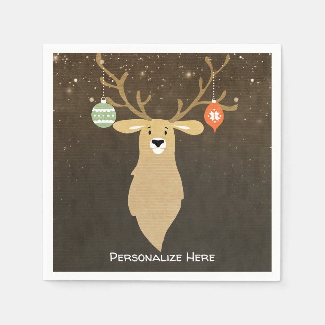 Christmas Modern Rustic Winter Deer Holiday Party Napkin (Front)