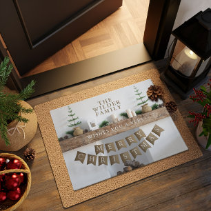 Christmas Modern Scandi Family Name Doormat
