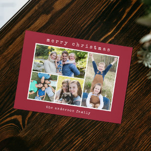 Christmas Modern Typewriter  4 Photo Collage Holiday Card