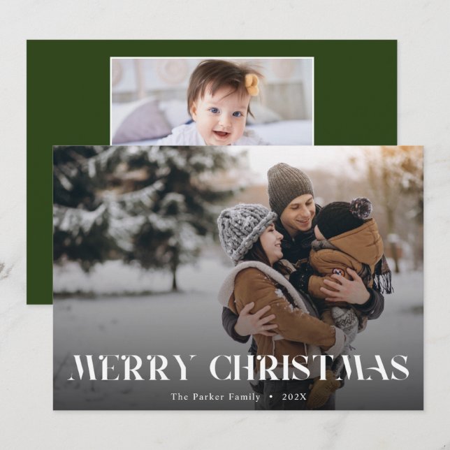 Christmas Modern typography overlay text photo Holiday Card (Front/Back)