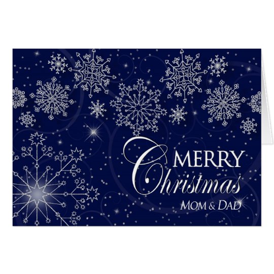 CHRISTMAS - MOM & DAD - NAVY/SNOWFLAKES CARD