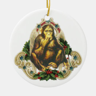 Christmas monkey ceramic tree decoration