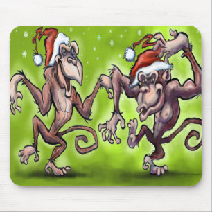 Christmas Monkey Elves Mouse Mat