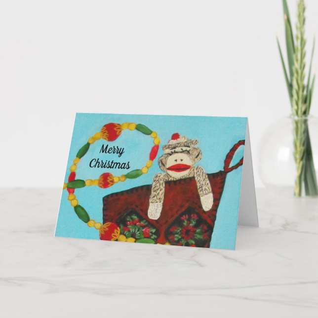 Christmas Monkey Holiday Card (Front)