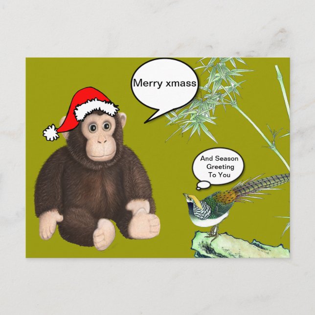 Christmas monkey holiday postcard (Front)