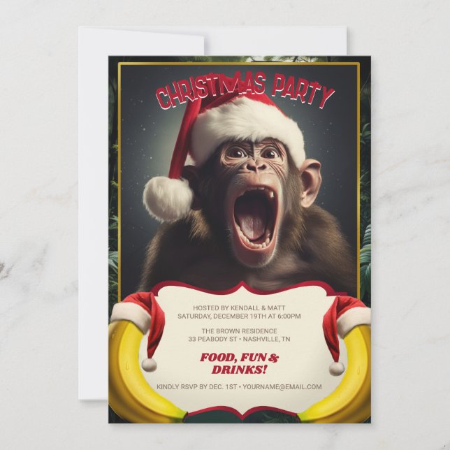 Christmas Monkey Invitation (Front)