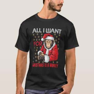 Christmas Monkey Lover Xmas Funny Monkey Pajama An T-Shirt