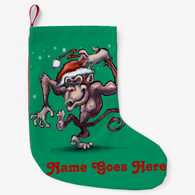 Christmas Monkey Small Christmas Stocking (Front)