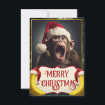 Christmas Monkey Thank You Card<br><div class="desc">monkey chimp safari xmas , chimpanzee santa claus  , ape hat funny animal , happy cute christmas,  banana fruit monkey</div>