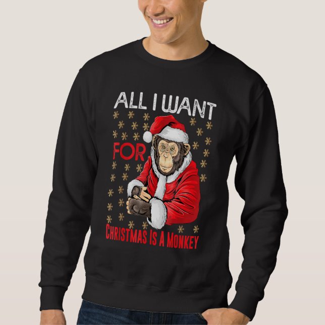 Christmas Monkey  Xmas  Monkey Pajama Animals Sweatshirt (Front)