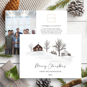Christmas Monochrome Winter Landscape Business Holiday Card