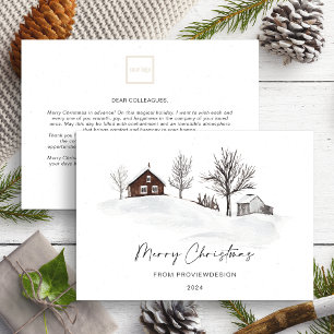 Christmas Monochrome Winter Landscape Business Holiday Card
