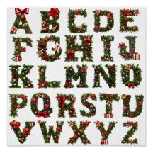 Christmas monogram ABC, alphabet, all letters