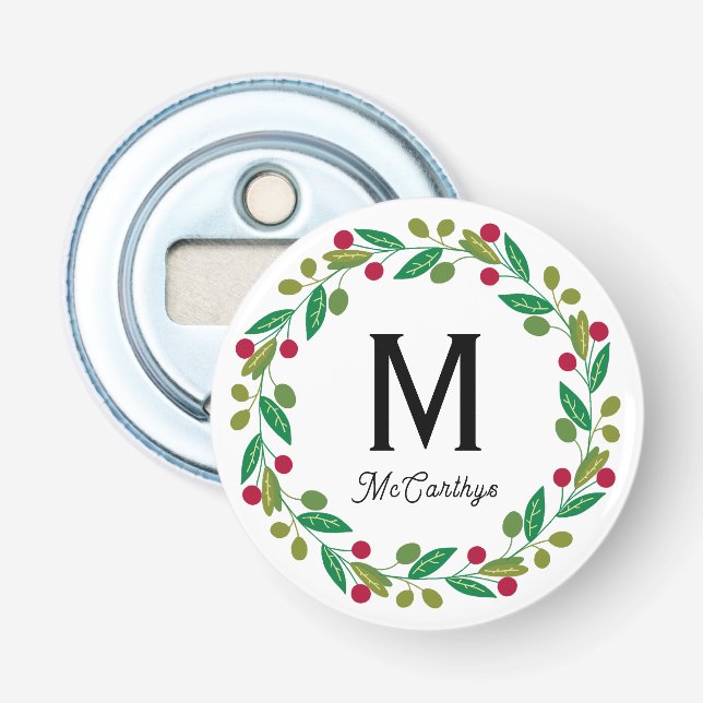 Christmas Monogram  Bottle Opener (Front)
