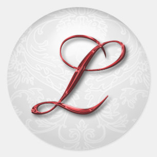 Christmas Monogram L Classic Round Sticker