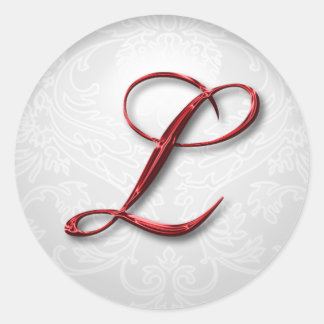 Christmas Monogram L Classic Round Sticker