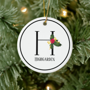 Christmas Monogram Letter H Personalised Ceramic Tree Decoration