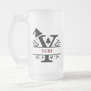 Christmas Monogram Letter Y Alphabet Name For      Frosted Glass Beer Mug