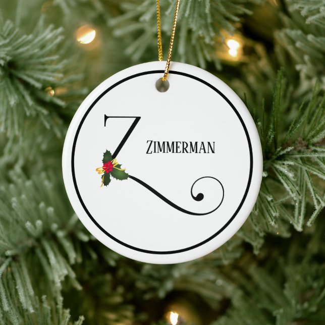 Christmas Monogram Letter Z Personalised Ceramic Tree Decoration (Tree)