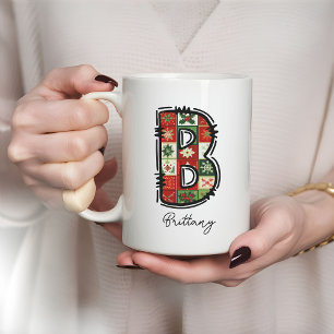 Christmas monogram mug, Personalised name mug
